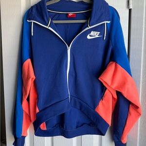 NIKE VINTAGE Colorblock Zip Up Fearless High-Low Jacket Retro 98s Blue Top Sz M